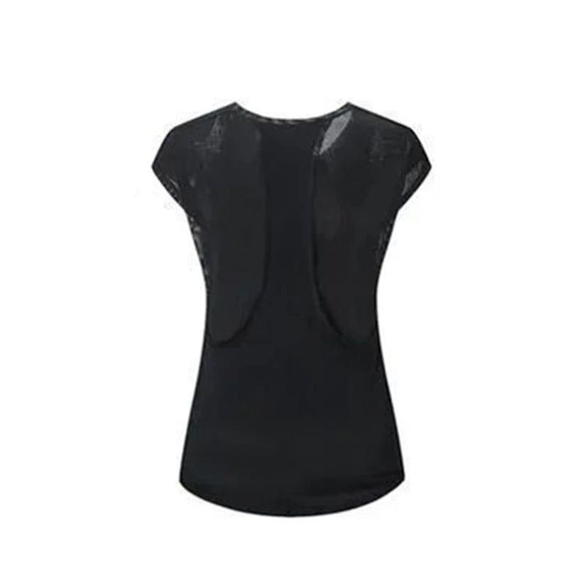 Breathable Workout T-Shirt for Women | Gym Training Yoga & Running Tee - black，L