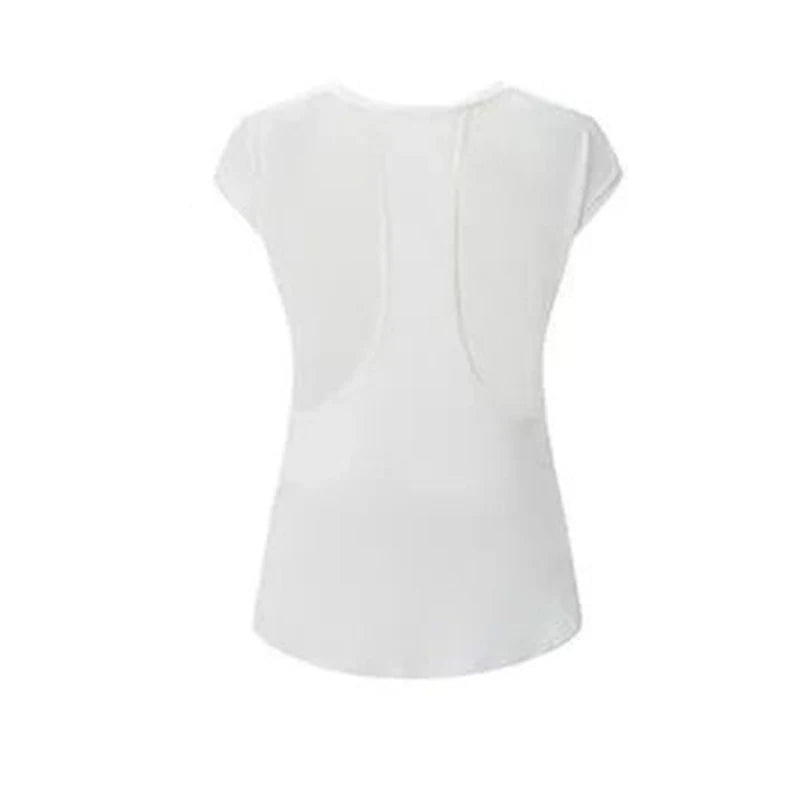 Breathable Workout T-Shirt for Women | Gym Training Yoga & Running Tee - WHITE，S
