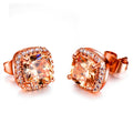 Vintage Double Stud Earrings | Yellow & Pink Stone Silver-Tone Wedding Jewelry - Champagne