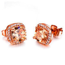 Vintage Double Stud Earrings | Yellow & Pink Stone Silver-Tone Wedding Jewelry - Champagne