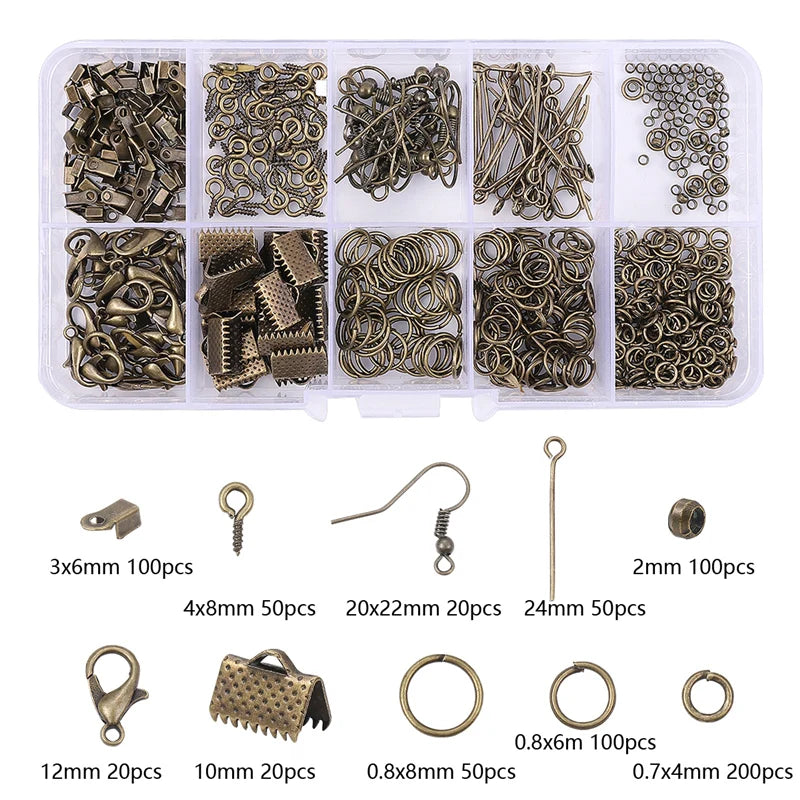 Jewelry Findings Set | Lobster Clasps, Jump Rings & Earring Hooks (DIY Kit) - 01