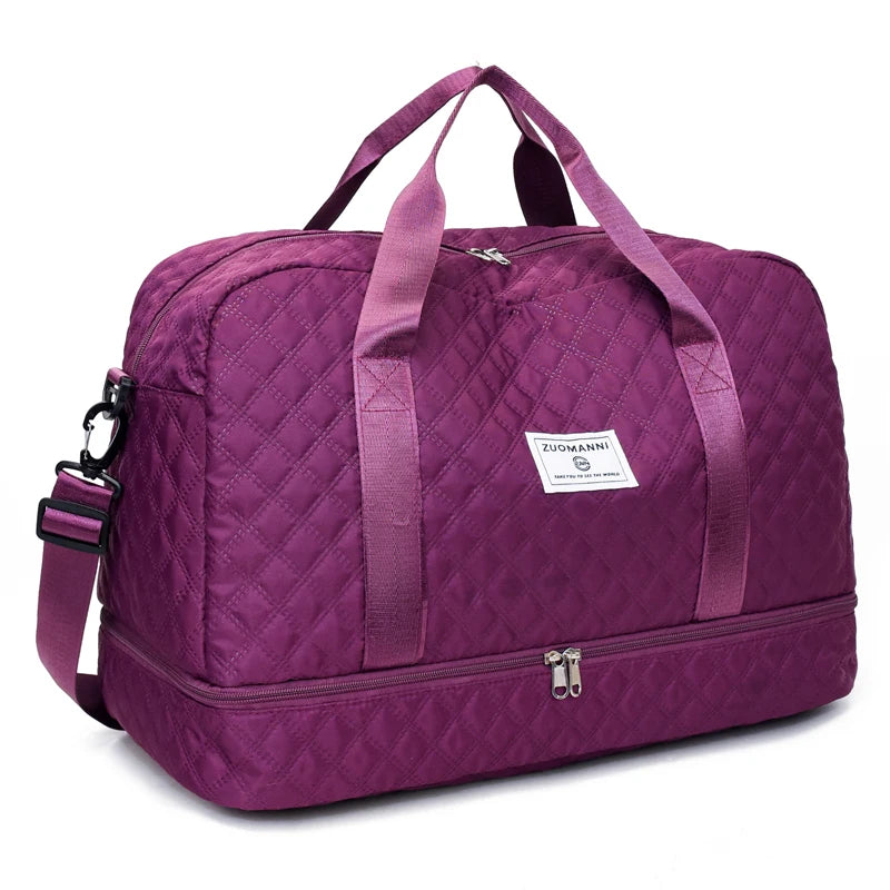 Travel Duffel Bag with Shoe Compartment | Multi-Function Gym & Weekend Luggage Bag - ZMN026-dark purple