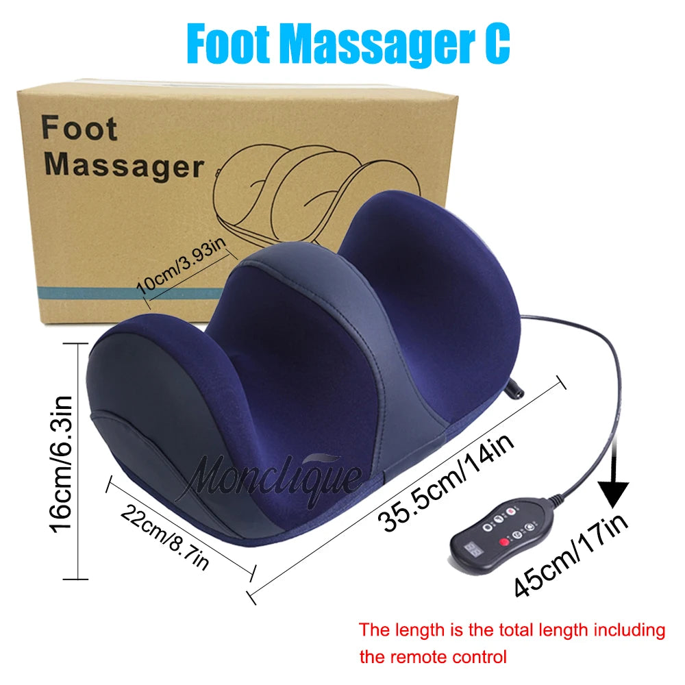 Heated Foot & Calf Massager with Rollers | Air Compression Relaxation Machine - Foot Massager C，US Plug