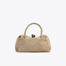 Suede-Style Bowling Bag (Boston Tote) – Compact Everyday Satchel - Khaki