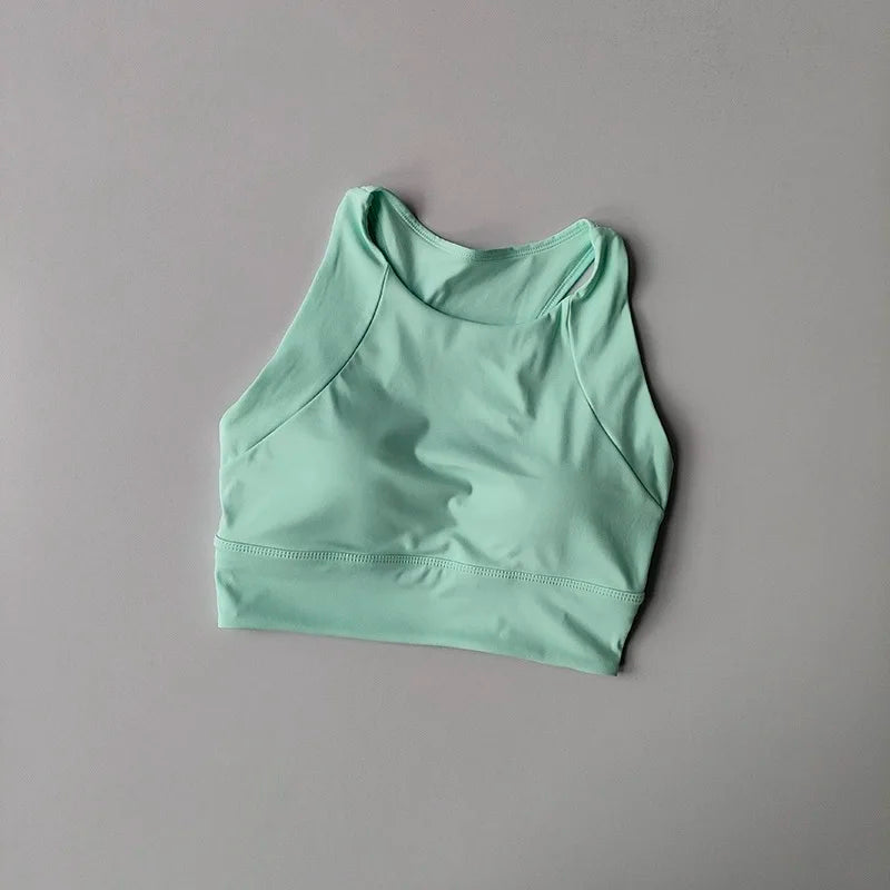 Supportive Sports Bra Vest | Breathable Full-Cup Yoga & Running Fitness Bra - Green，S