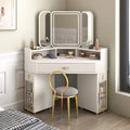 Corner Solid Wood Dressing Table | Triangle Vanity with Storage Combination - 0.9m H