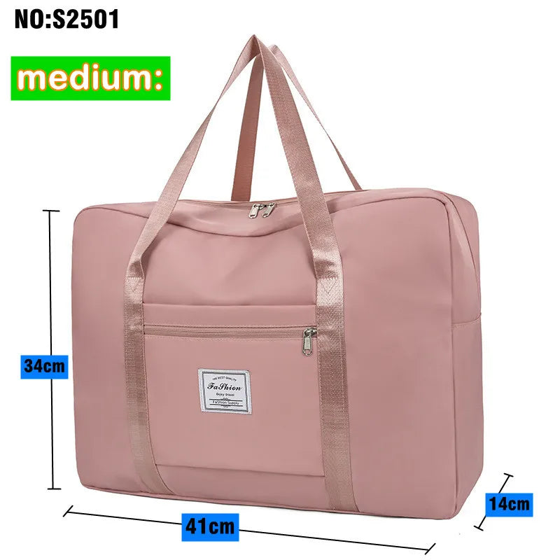 Foldable Extra-Large Nylon Moving & Travel Storage Bag (Zippered) - Pink / M