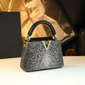 Rhinestone Bucket Crossbody Bag | Sparkly Small Going-Out Handbag - black