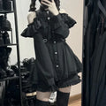 Japanese Gothic Lolita Dress Set | Bow Lace Ruffles Harajuku Y2K Mini Dress - 320 Set，L