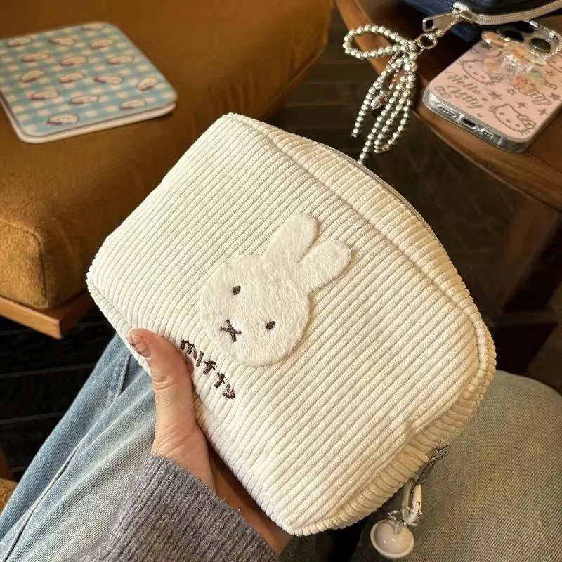Kawaii Corduroy Cosmetic Pouch (Large Capacity) – Makeup + Stationery - Miffy