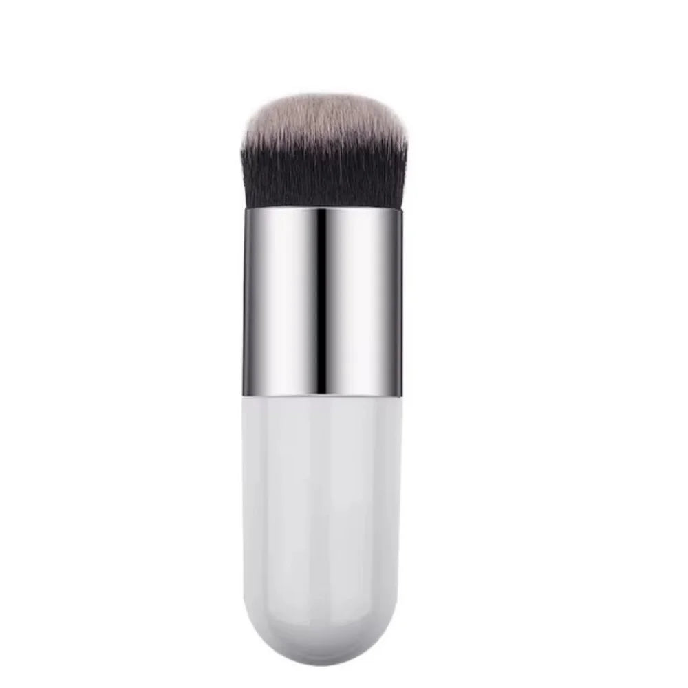 Traceless Foundation Brush Set | No-Streak Base & Blush Makeup Brushes - white and silver