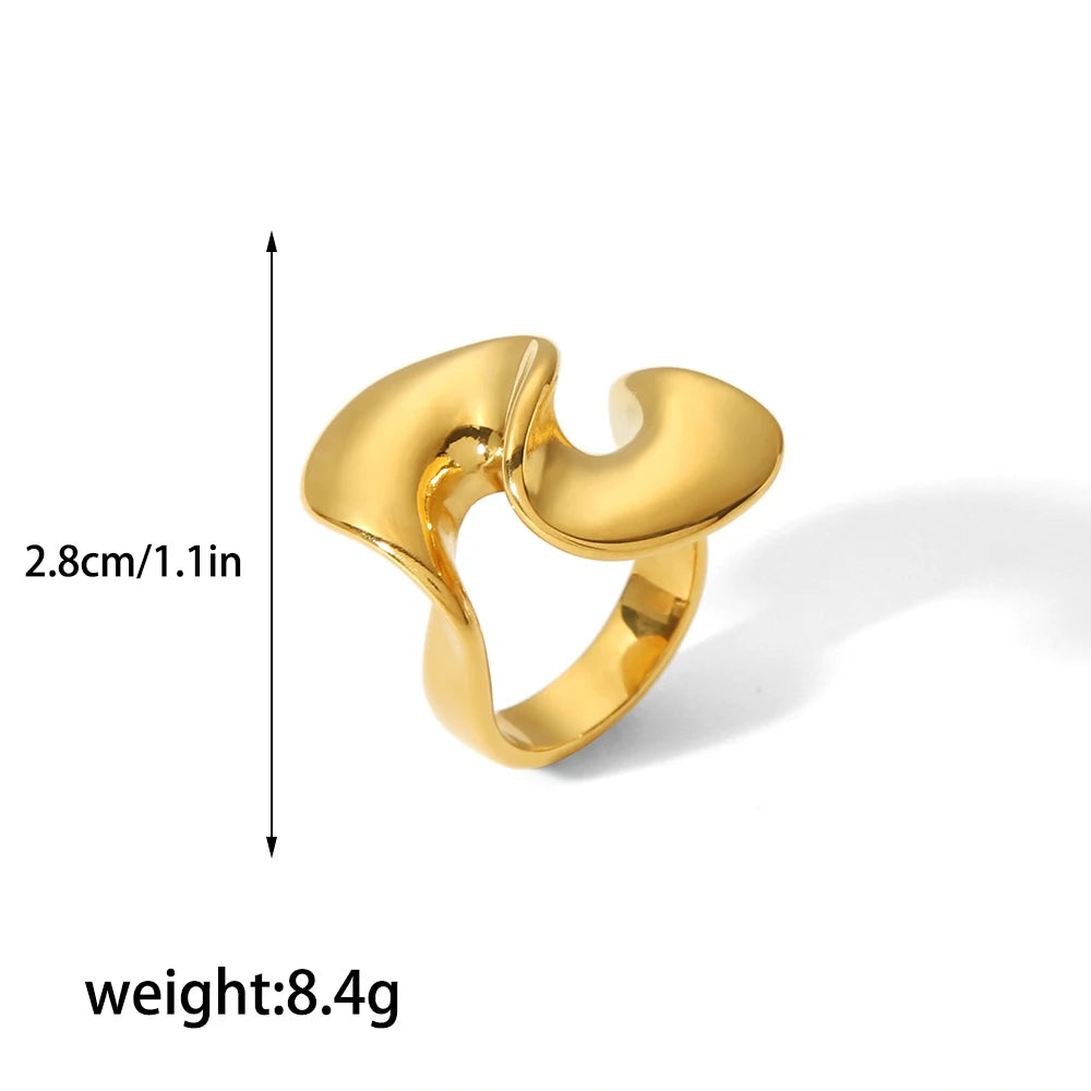 Gold-Tone Spiral Ring & Earrings Set | Minimal Geometric Party Jewelry - TR4200-8