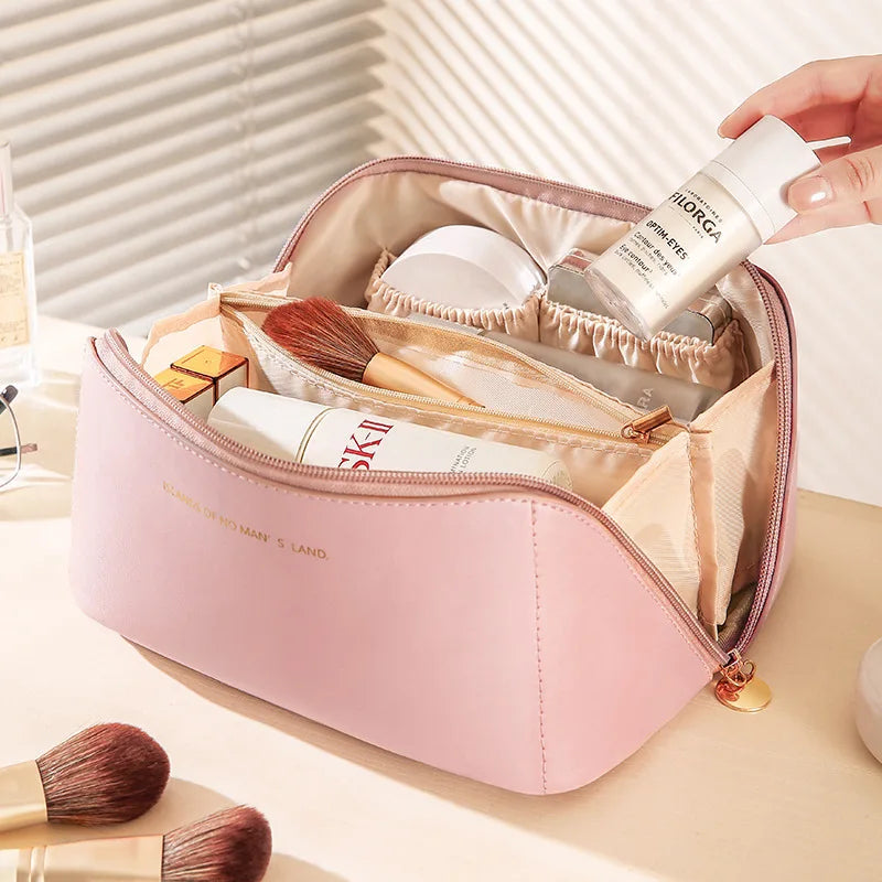 Dust-Proof Desktop Makeup Organizer with Drawer | Skincare & Cosmetics Storage Box - style 1 bag pink
