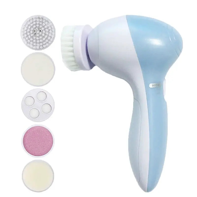 5-in-1 Facial Cleansing Brush | Electric Face Wash Tool for At-Home Spa Routine - Blue