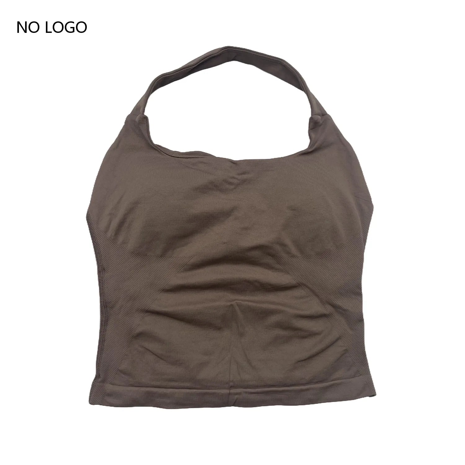 Halter Backless Sports Bra | Impact Workout Bra & Yoga Tank-Style Top - Coffee，XS