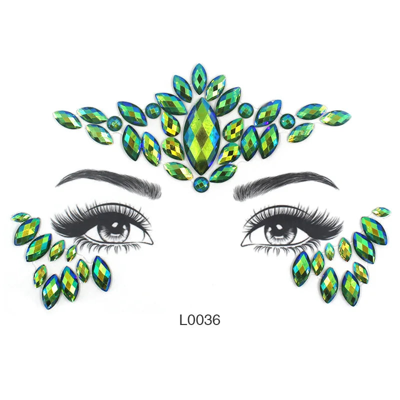 3D Crystal Face Jewel Stickers (Rhinestone Festival Gems)