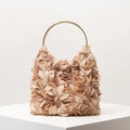 Rose Floral Tote Bag | Elegant Party & Wedding Guest Handbag - Khaki