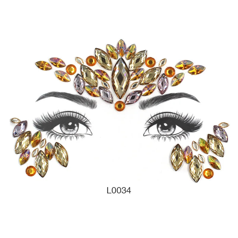 3D Crystal Face Jewel Stickers (Rhinestone Festival Gems)