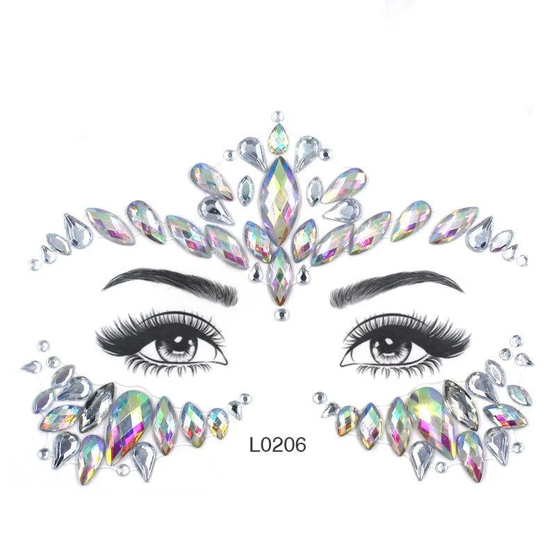 3D Crystal Face Jewel Stickers (Rhinestone Festival Gems)