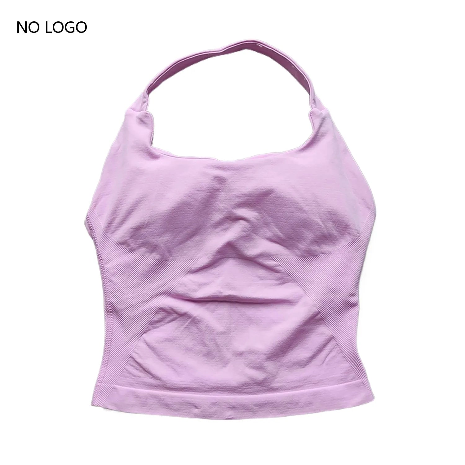 Halter Backless Sports Bra | Impact Workout Bra & Yoga Tank-Style Top - Pink，L