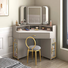 Corner Solid Wood Dressing Table | Triangle Vanity with Storage Combination - 0.9m G