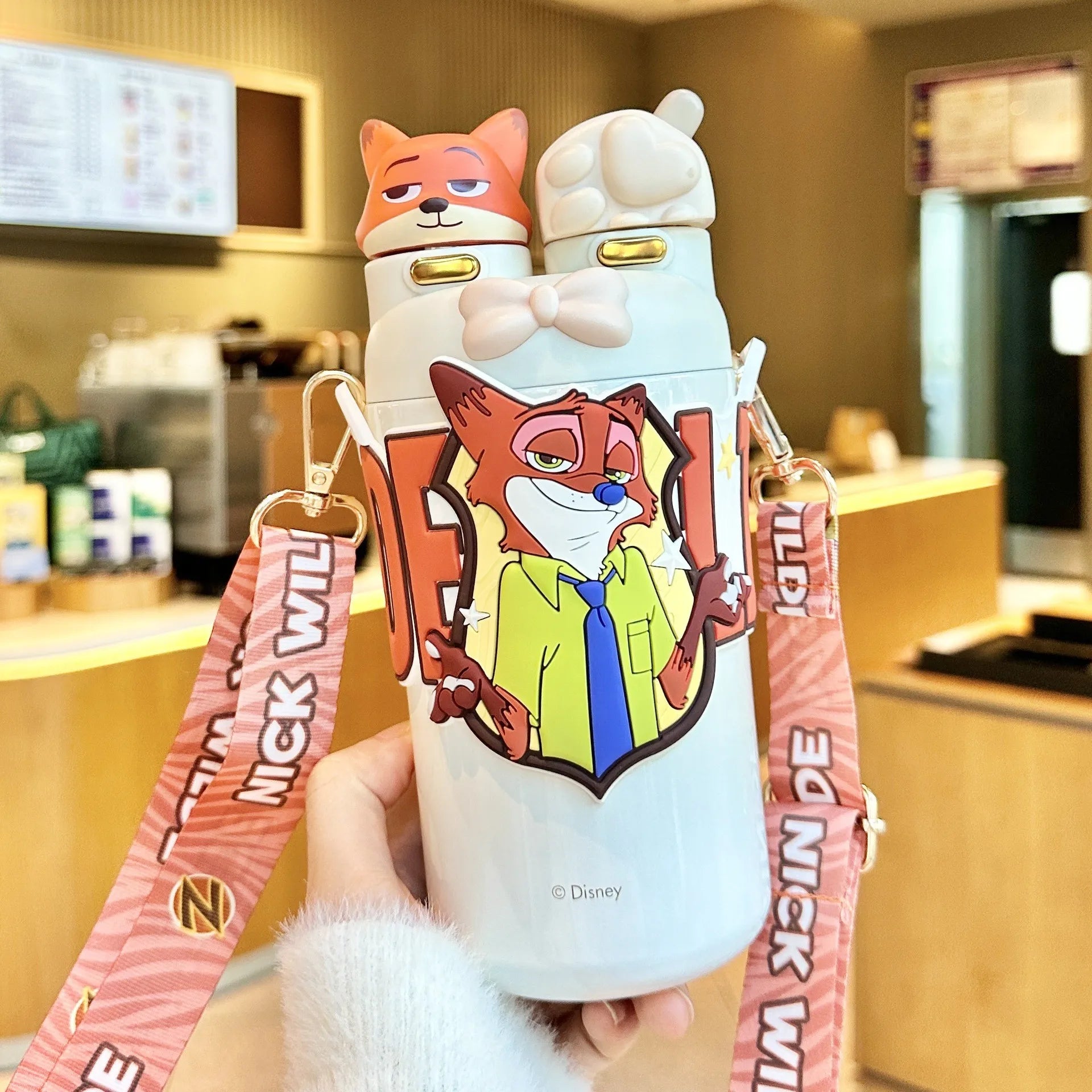 Cute Cartoon Couple Thermos Cup with Straw | Large-Capacity Insulated Travel Tumbler - 10.550ml，450-800ml