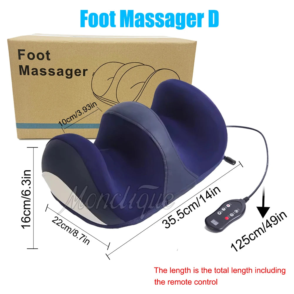 Heated Foot & Calf Massager with Rollers | Air Compression Relaxation Machine - Foot Massager D，EU Plug