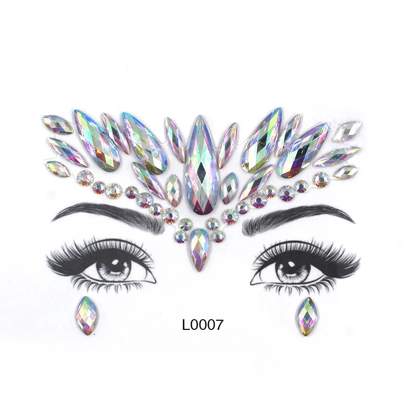 3D Crystal Face Jewel Stickers (Rhinestone Festival Gems)