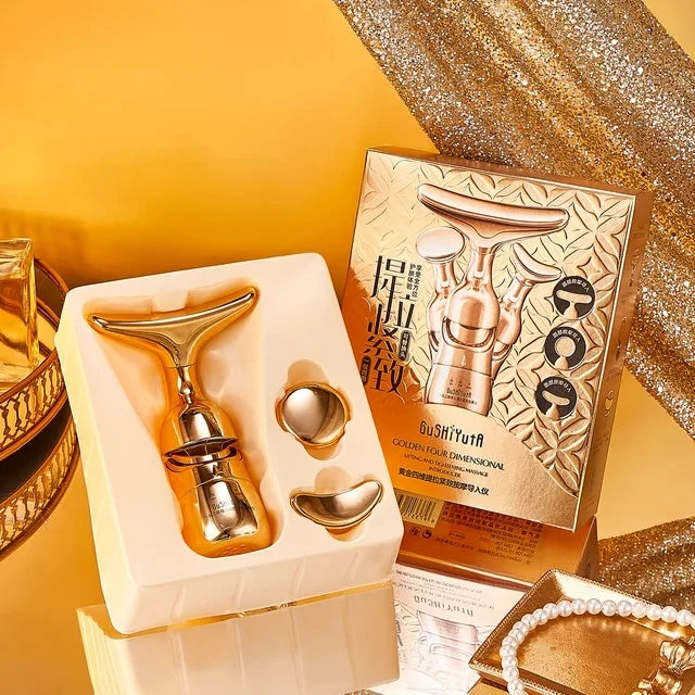 3-in-1 EMS Face, Neck & Eye Massager | Adjustable Sculpting Device - Gold