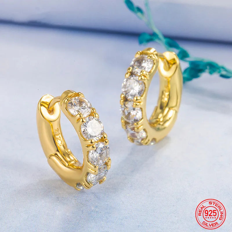 925 Sterling Silver Emerald Hoop Earrings | 18K Gold Plated Luxury Look - White