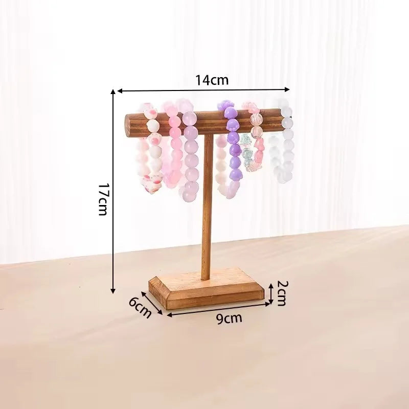 Solid Wood Jewelry Display Stand | Bracelet & Necklace Organizer with Base - walnut S