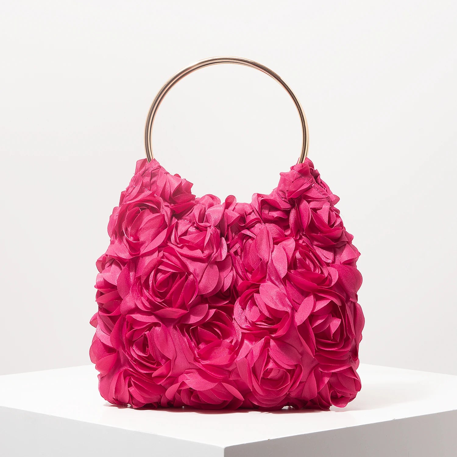 Rose Floral Tote Bag | Elegant Party & Wedding Guest Handbag - Rose Red