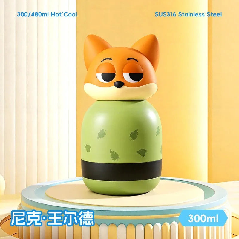 Cute Cartoon Couple Thermos Cup with Straw | Large-Capacity Insulated Travel Tumbler - 26.300ml，450-800ml