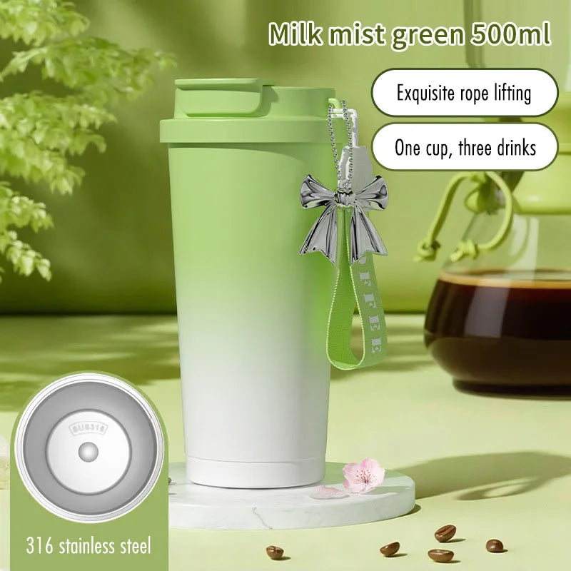 316 Stainless Steel Insulated Cup with Ceramic Inner | Leakproof Portable Coffee/Tea Tumbler - green