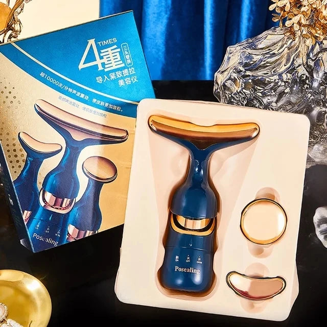 3-in-1 EMS Face, Neck & Eye Massager | Adjustable Sculpting Device - Blue