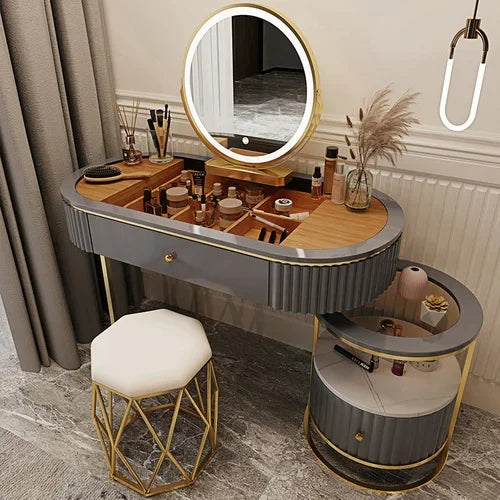 Luxury Nordic Dressing Table Set | Mirror + Storage Drawers (Salon Look) - 100 cm-5