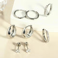 8-Piece Hypoallergenic Cartilage Earrings Set | Thick Hoops & Studs - A1-8pcs-Silvery