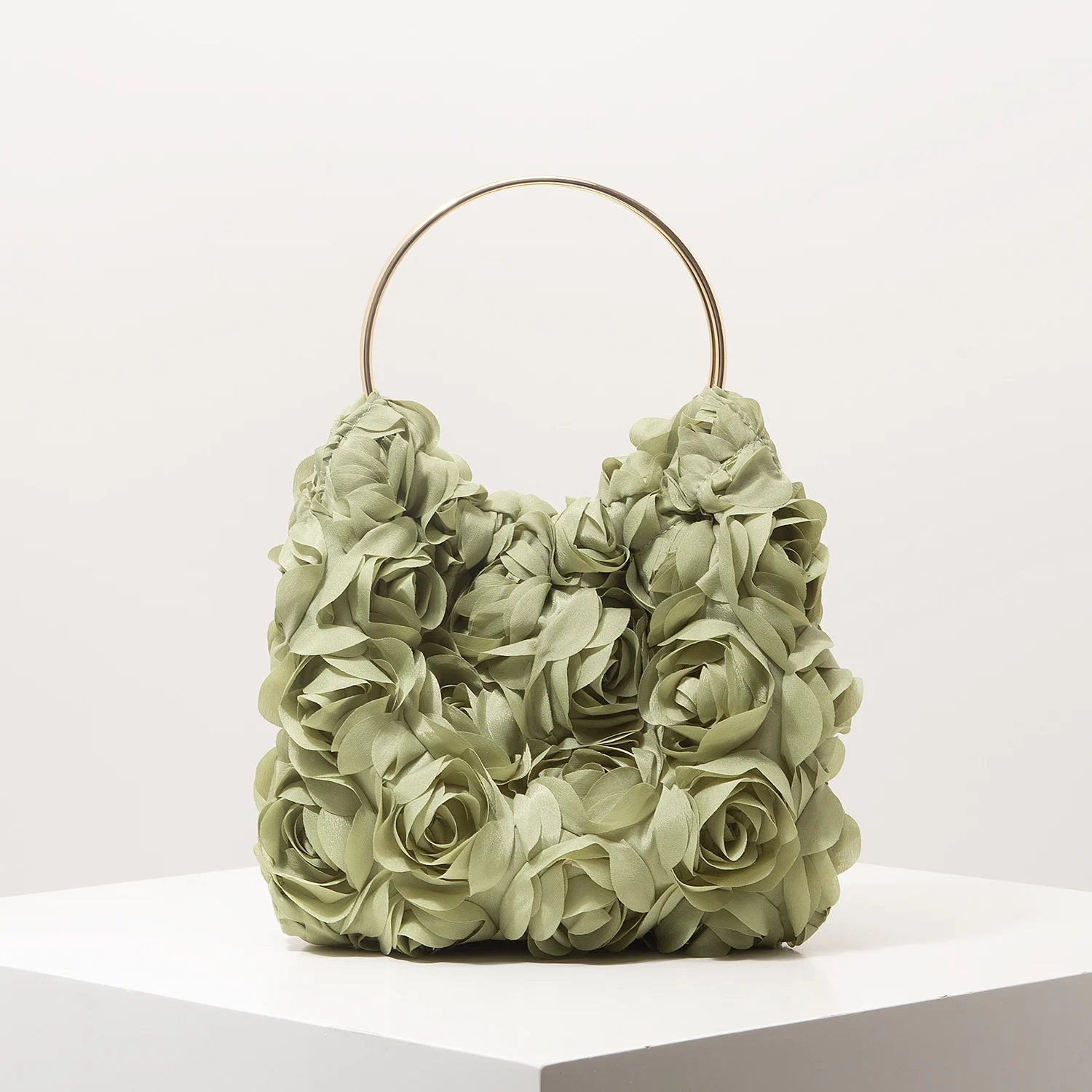 Rose Floral Tote Bag | Elegant Party & Wedding Guest Handbag - light green