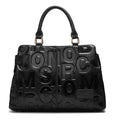 Genuine Cowhide Leather Work Handbag | Large-Capacity Shoulder & Crossbody Bag - All Black