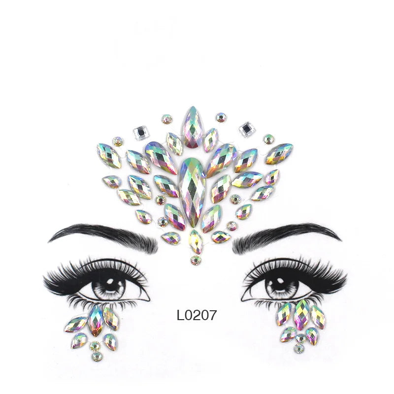 3D Crystal Face Jewel Stickers (Rhinestone Festival Gems)