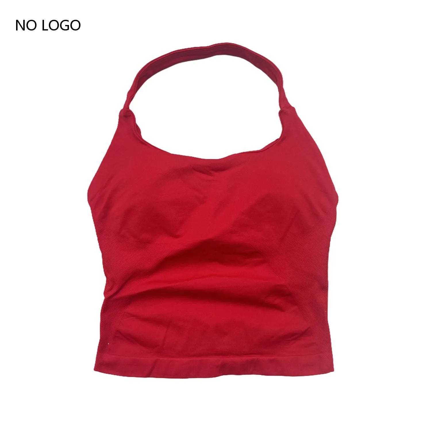 Halter Backless Sports Bra | Impact Workout Bra & Yoga Tank-Style Top - Red，L