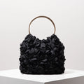 Rose Floral Tote Bag | Elegant Party & Wedding Guest Handbag - black