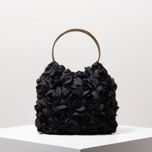 Rose Floral Tote Bag | Elegant Party & Wedding Guest Handbag - black