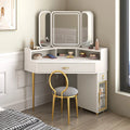 Corner Solid Wood Dressing Table | Triangle Vanity with Storage Combination - 0.9m D