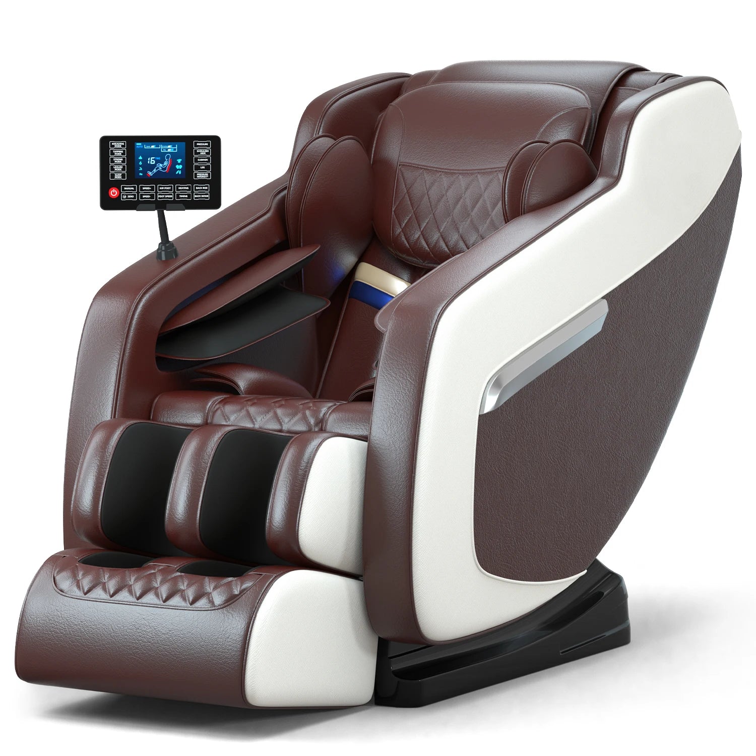 4D Zero-Gravity Massage Chair with Heat | Airbag Recliner + Bluetooth Music - brown