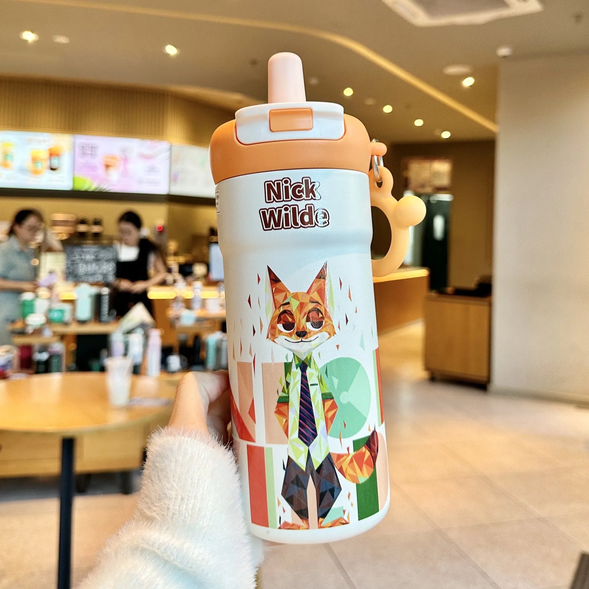 Cute Cartoon Couple Thermos Cup with Straw | Large-Capacity Insulated Travel Tumbler - 7.820ml，450-800ml