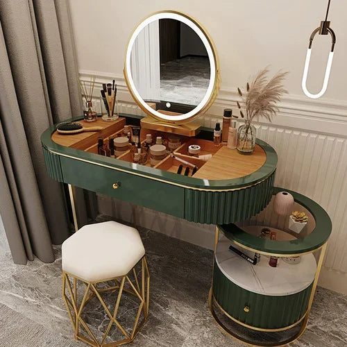Luxury Nordic Dressing Table Set | Mirror + Storage Drawers (Salon Look) - 100 cm-4