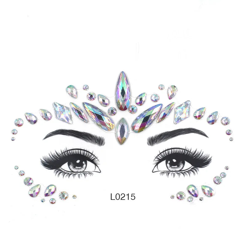 3D Crystal Face Jewel Stickers (Rhinestone Festival Gems)