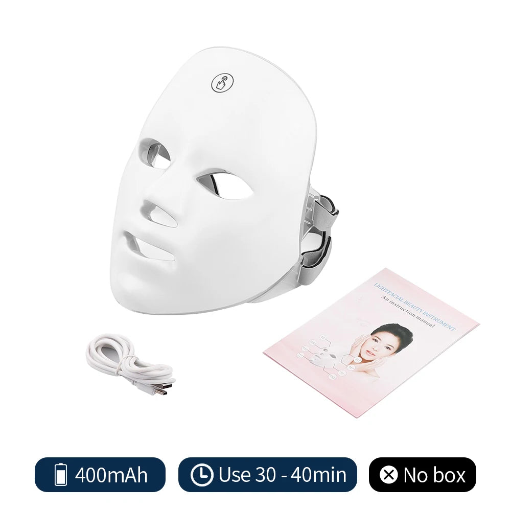 Rechargeable 7‑Color LED Skincare Face Mask (At‑Home Use)