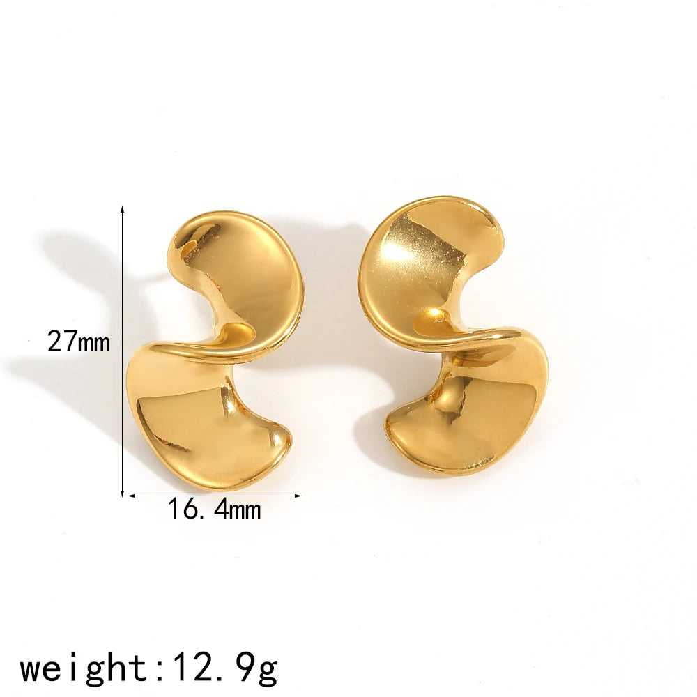 Gold-Tone Spiral Ring & Earrings Set | Minimal Geometric Party Jewelry - TE60075